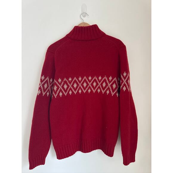 GAP Lambswool Fair Isle Classic Holiday Festive Print Half-Zip Sweater - M - Picture 5 of 7